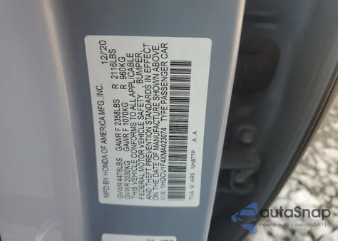 2021 Honda Accord Sport Se из США, поврежденный, VIN 1HGCV1F4XMA023074